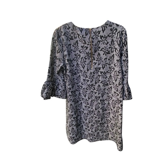 Nina Leopard Black and White Floral Bell Sleeve Mini Dress I Size: L - Picture 5 of 8